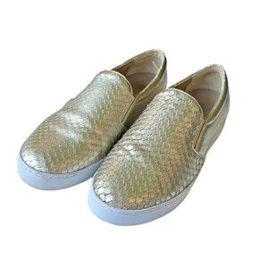 Vionic Midi Women Slip On Sneakers Champagne Gold Metallic Scales Comfort Size 8